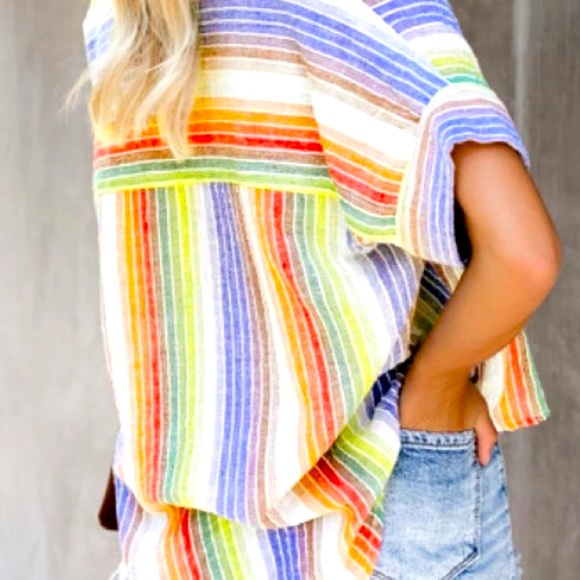 Bright Striped Button Down Shirt - Picture 4 of 6